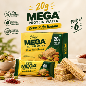 Enzygoo 20g MEGA Protein Wafer - Kesar Pista Badam (Pack of 6)